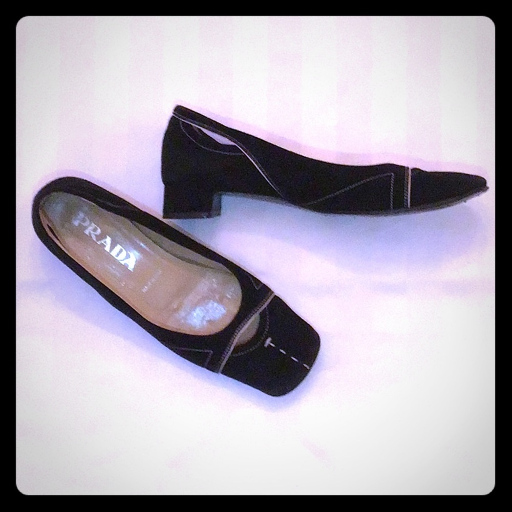Prada black suede flats